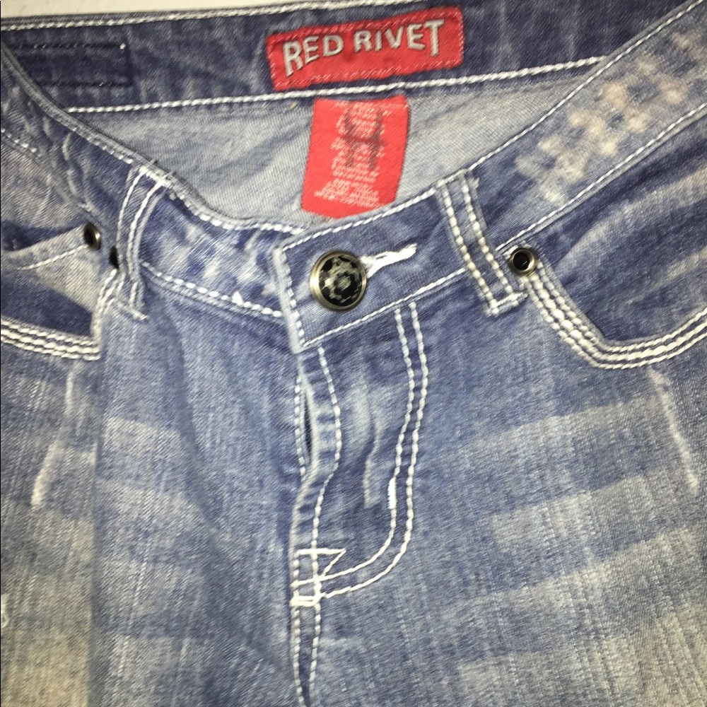 Red Rivet Ripped Jeans - Picture 3 of 7
